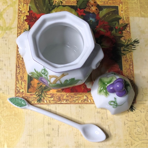 1991 Vintage Lenox Orchard Giftware By Lenox Grape 🍇 Jam Jar w/Lid & Spoon - Picture 7 of 12